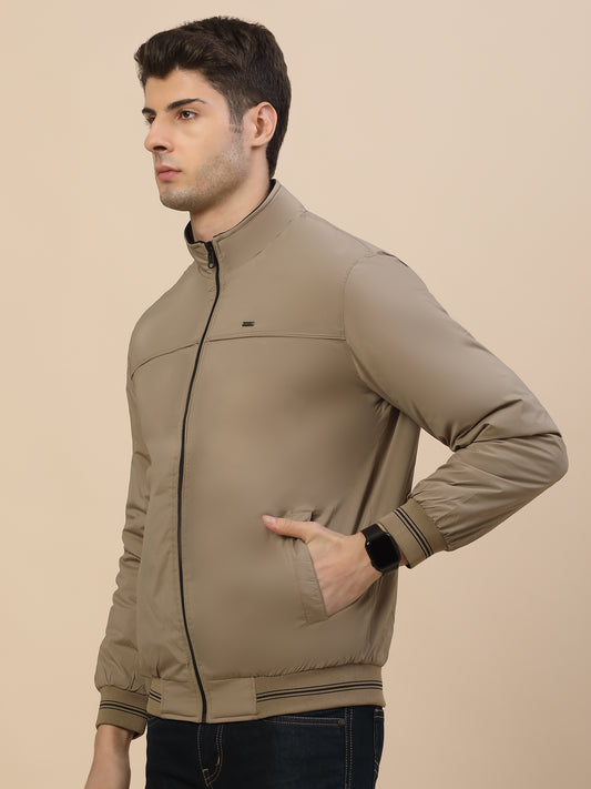Reversible Jacket for Men | Premium Casual Jacket Smart Fit Mock Neck Nylon Fabric Solid Pattern