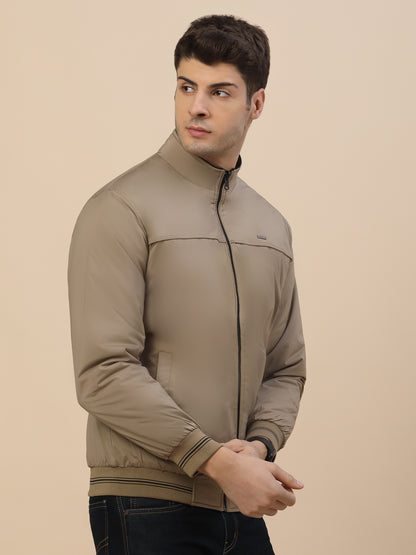 Reversible Jacket for Men | Premium Casual Jacket Smart Fit Mock Neck Nylon Fabric Solid Pattern