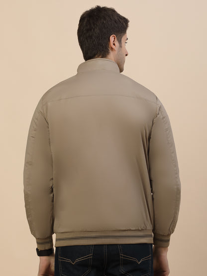 Reversible Jacket for Men | Premium Casual Jacket Smart Fit Mock Neck Nylon Fabric Solid Pattern