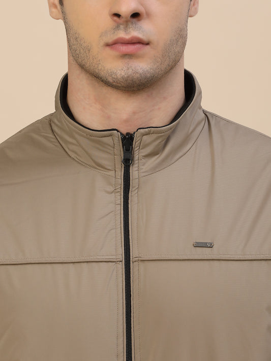 Reversible Jacket for Men | Premium Casual Jacket Smart Fit Mock Neck Nylon Fabric Solid Pattern