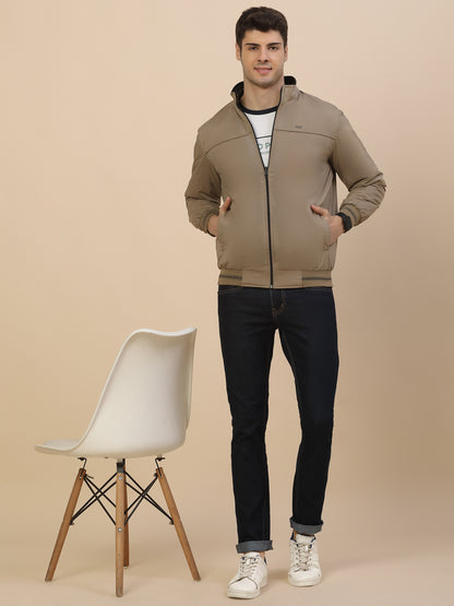 Reversible Jacket for Men | Premium Casual Jacket Smart Fit Mock Neck Nylon Fabric Solid Pattern