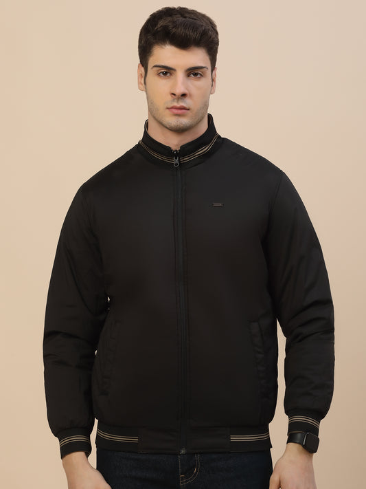 Reversible Jacket for Men | Premium Casual Jacket Smart Fit Mock Neck Nylon Fabric Solid Pattern