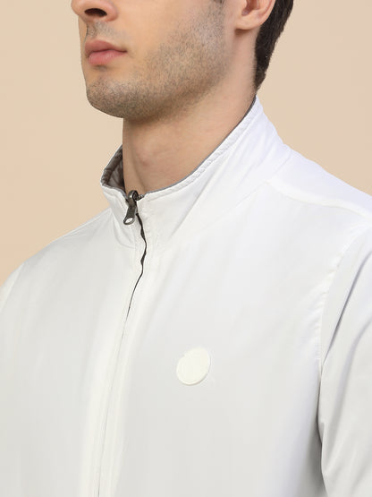 Reversible Jacket for Men | Premium Casual Jacket Smart Fit Mock Neck Poly Blend Fabric Solid Pattern