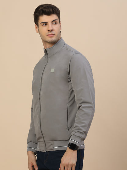 Reversible Jacket for Men | Premium Casual Jacket Smart Fit Mock Neck Poly Blend Fabric Solid Pattern