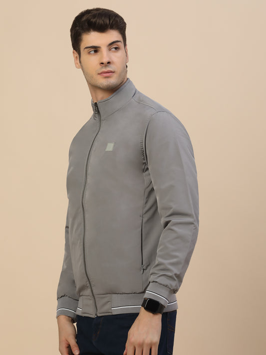 Reversible Jacket for Men | Premium Casual Jacket Smart Fit Mock Neck Poly Blend Fabric Solid Pattern