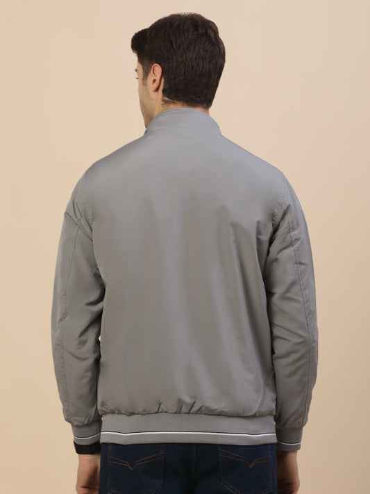 Reversible Jacket for Men | Premium Casual Jacket Smart Fit Mock Neck Poly Blend Fabric Solid Pattern