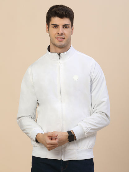 Reversible Jacket for Men | Premium Casual Jacket Smart Fit Mock Neck Poly Blend Fabric Solid Pattern