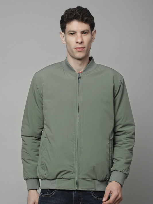 Reversible Jacket for Men | Premium Casual Jacket Regular Fit Mock Neck Poly Blend Fabric Solid Pattern