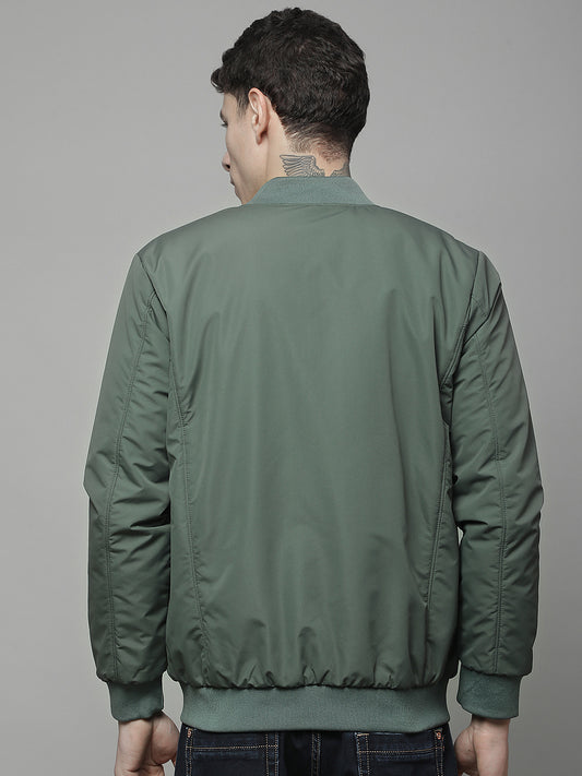 Reversible Jacket for Men | Premium Casual Jacket Regular Fit Mock Neck Poly Blend Fabric Solid Pattern