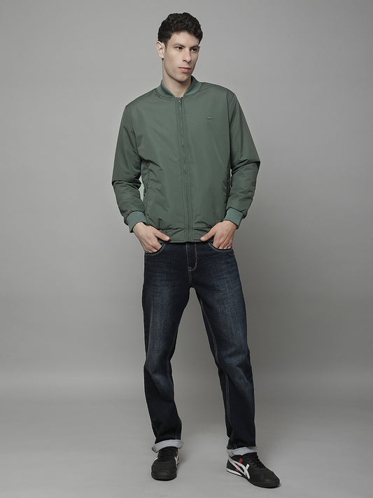 Reversible Jacket for Men | Premium Casual Jacket Regular Fit Mock Neck Poly Blend Fabric Solid Pattern