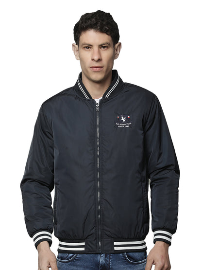 Reversible Jacket for Men | Premium Casual Jacket Regular Fit Mock Neck Poly Blend Fabric Solid Pattern