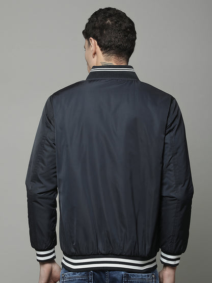 Reversible Jacket for Men | Premium Casual Jacket Regular Fit Mock Neck Poly Blend Fabric Solid Pattern