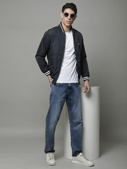 Reversible Jacket for Men | Premium Casual Jacket Regular Fit Mock Neck Poly Blend Fabric Solid Pattern