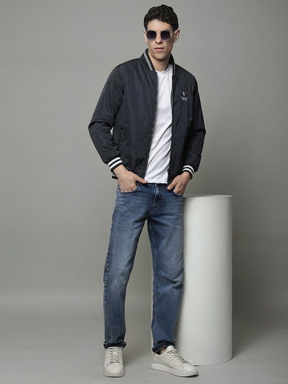 Reversible Jacket for Men | Premium Casual Jacket Regular Fit Mock Neck Poly Blend Fabric Solid Pattern