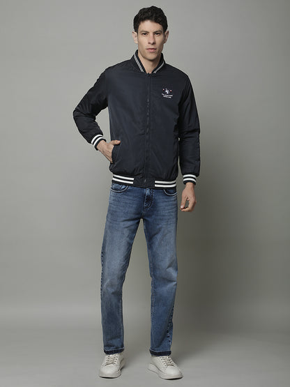 Reversible Jacket for Men | Premium Casual Jacket Regular Fit Mock Neck Poly Blend Fabric Solid Pattern
