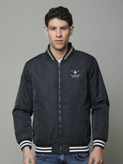 Reversible Jacket for Men | Premium Casual Jacket Regular Fit Mock Neck Poly Blend Fabric Solid Pattern