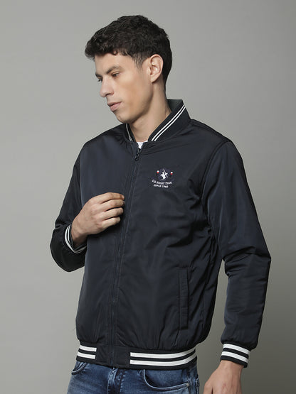 Reversible Jacket for Men | Premium Casual Jacket Regular Fit Mock Neck Poly Blend Fabric Solid Pattern