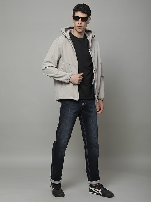 Jacket for Men | Premium Casual Jacket Regular Fit Mock Neck Poly Blend Fabric Solid Pattern