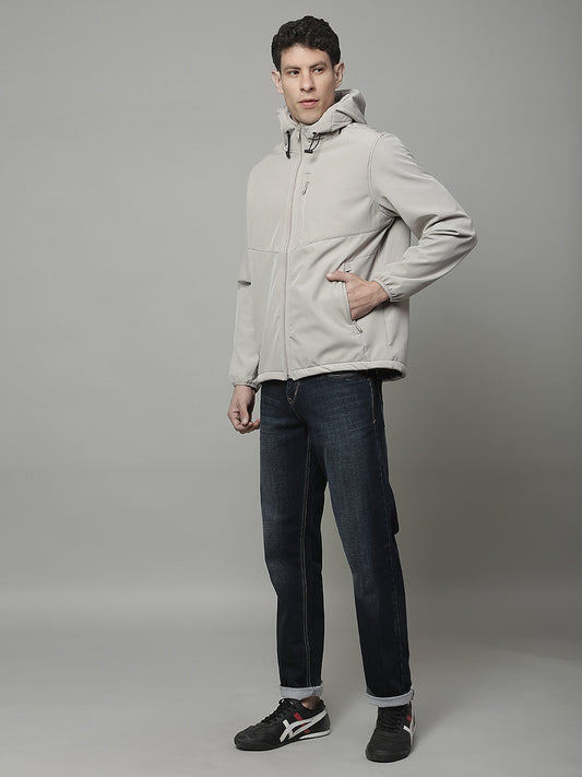 Jacket for Men | Premium Casual Jacket Regular Fit Mock Neck Poly Blend Fabric Solid Pattern