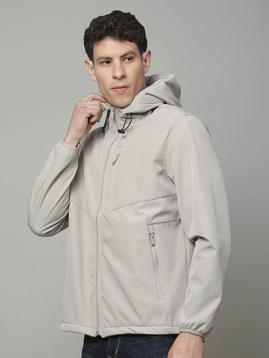 Jacket for Men | Premium Casual Jacket Regular Fit Mock Neck Poly Blend Fabric Solid Pattern