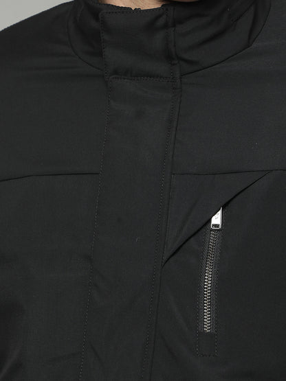 Jacket for Men | Premium Casual Jacket Regular Fit Mock Neck Poly Blend Fabric Solid Pattern