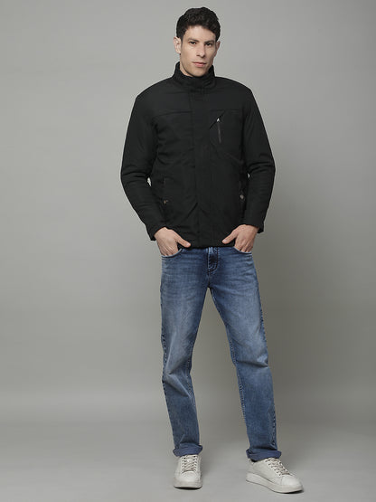 Jacket for Men | Premium Casual Jacket Regular Fit Mock Neck Poly Blend Fabric Solid Pattern