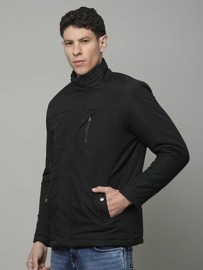 Jacket for Men | Premium Casual Jacket Regular Fit Mock Neck Poly Blend Fabric Solid Pattern