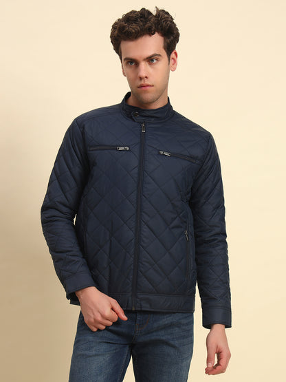 Jacket for Men | Premium Casual Jacket Smart Fit Band Neck Poly Blend Fabric Solid Pattern