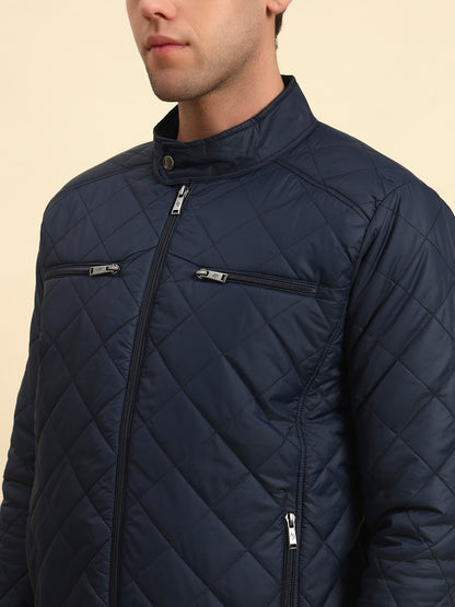 Jacket for Men | Premium Casual Jacket Smart Fit Band Neck Poly Blend Fabric Solid Pattern