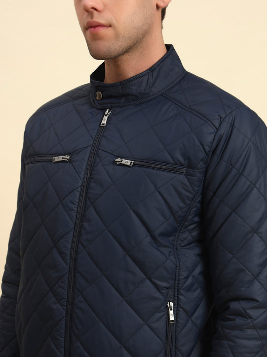 Jacket for Men | Premium Casual Jacket Smart Fit Band Neck Poly Blend Fabric Solid Pattern