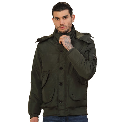 Jacket for Men | Premium Casual Jacket Regular Fit Detachable Hooded Polyester Fabric Solid Pattern