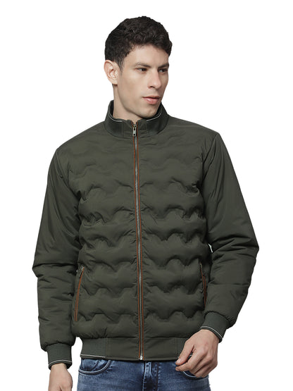 Jacket for Men | Premium Casual Jacket Regular Fit Mock Neck Poly Blend Fabric Solid Pattern