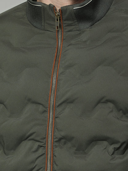 Jacket for Men | Premium Casual Jacket Regular Fit Mock Neck Poly Blend Fabric Solid Pattern