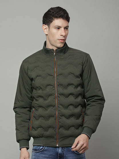 Jacket for Men | Premium Casual Jacket Regular Fit Mock Neck Poly Blend Fabric Solid Pattern