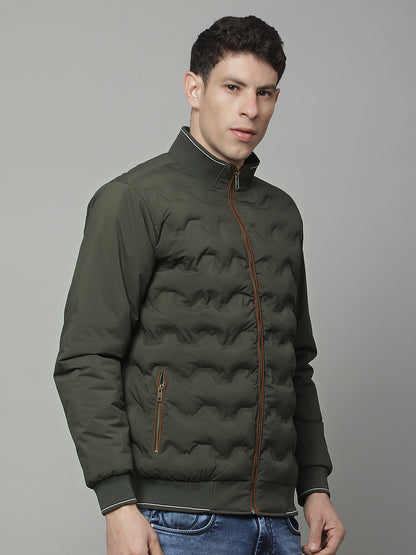 Jacket for Men | Premium Casual Jacket Regular Fit Mock Neck Poly Blend Fabric Solid Pattern