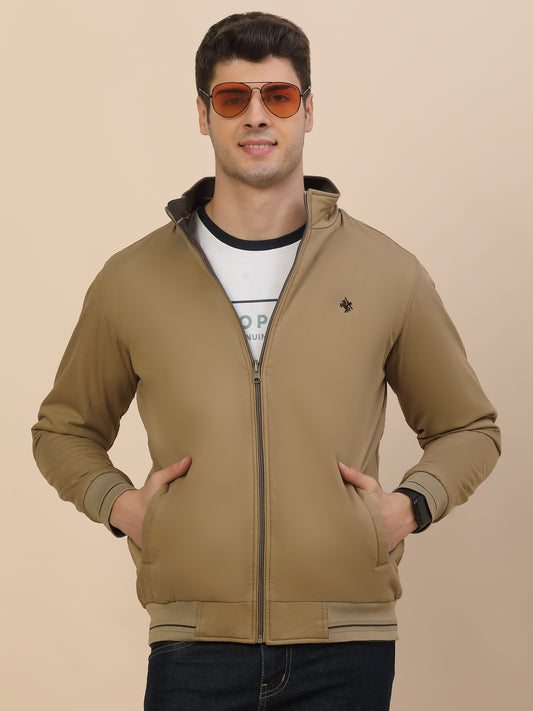 Reversible Jacket for Men | Premium Casual Jacket Smart Fit Mock Neck Cotton Fabric Solid Pattern
