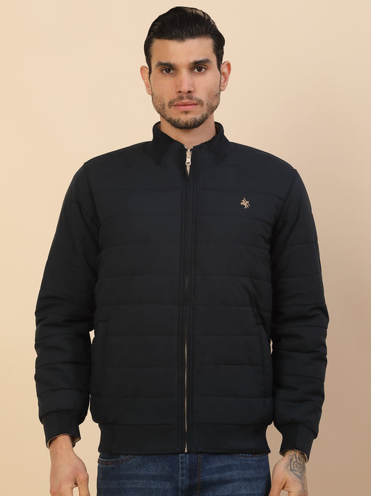 Jacket for Men | Premium Casual Jacket Regular Fit Detachable Mandarin Collar Polyester Fabric Solid Pattern