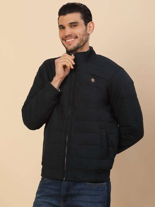Jacket for Men | Premium Casual Jacket Regular Fit Detachable Mandarin Collar Polyester Fabric Solid Pattern