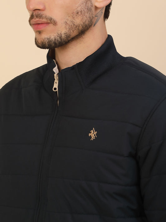 Jacket for Men | Premium Casual Jacket Regular Fit Detachable Mandarin Collar Polyester Fabric Solid Pattern