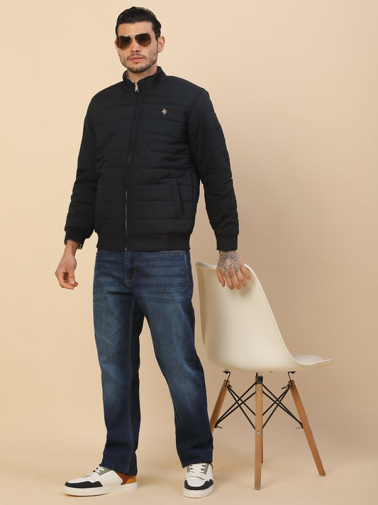 Jacket for Men | Premium Casual Jacket Regular Fit Detachable Mandarin Collar Polyester Fabric Solid Pattern