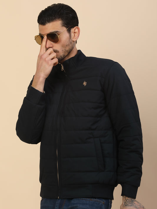 Jacket for Men | Premium Casual Jacket Regular Fit Detachable Mandarin Collar Polyester Fabric Solid Pattern