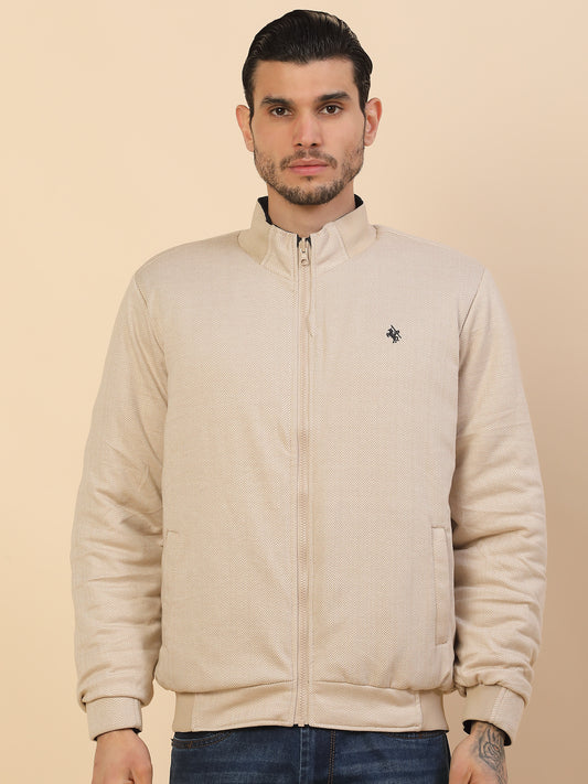 Jacket for Men | Premium Casual Jacket Regular Fit Detachable Mandarin Collar Polyester Fabric Solid Pattern