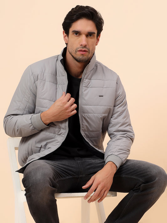 Reversible Jacket for Men | Premium Casual Jacket Smart Fit Mock Neck Poly Blend Fabric Solid Pattern