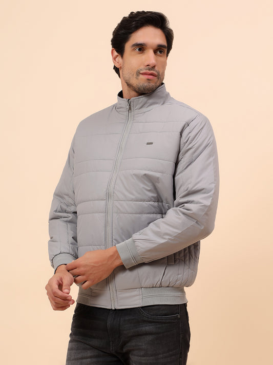 Reversible Jacket for Men | Premium Casual Jacket Smart Fit Mock Neck Poly Blend Fabric Solid Pattern