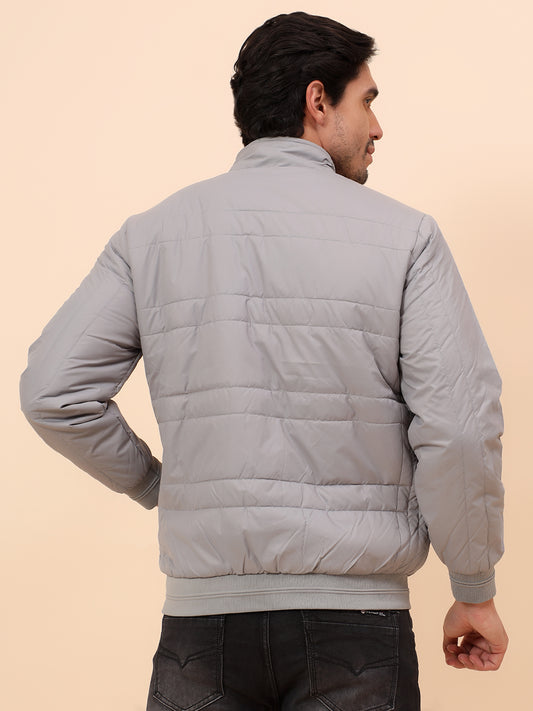 Reversible Jacket for Men | Premium Casual Jacket Smart Fit Mock Neck Poly Blend Fabric Solid Pattern