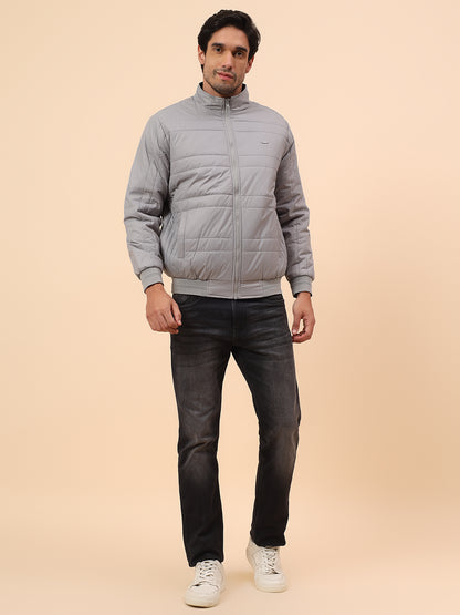 Reversible Jacket for Men | Premium Casual Jacket Smart Fit Mock Neck Poly Blend Fabric Solid Pattern