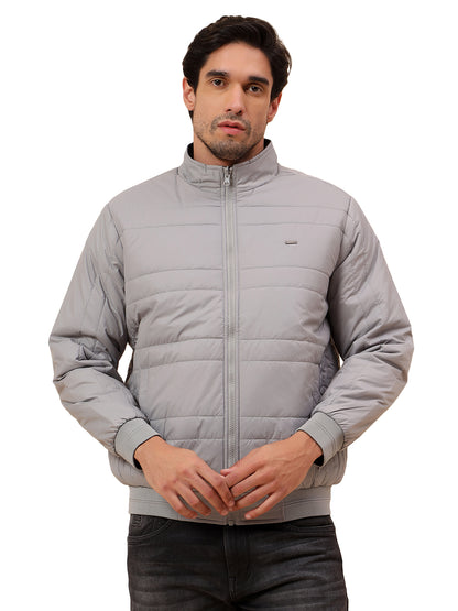 Reversible Jacket for Men | Premium Casual Jacket Smart Fit Mock Neck Poly Blend Fabric Solid Pattern