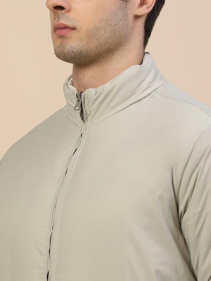 Reversible Jacket for Men | Premium Casual Jacket Smart Fit Mock Neck Poly Blend Fabric Colour Block Pattern