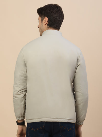 Reversible Jacket for Men | Premium Casual Jacket Smart Fit Mock Neck Poly Blend Fabric Colour Block Pattern