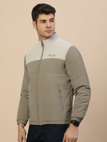 Reversible Jacket for Men | Premium Casual Jacket Smart Fit Mock Neck Poly Blend Fabric Colour Block Pattern